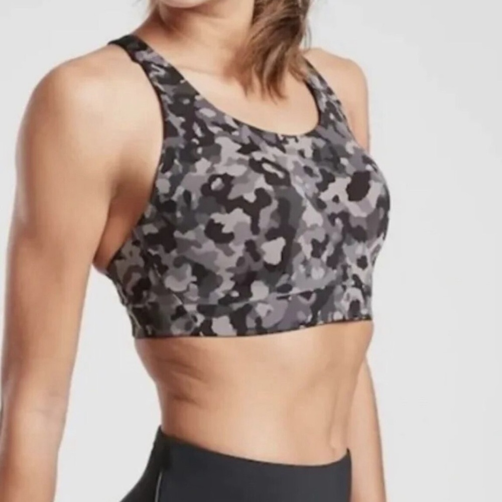 Athleta Advance High Impact Sports Bra black/gray camo workout 32DD